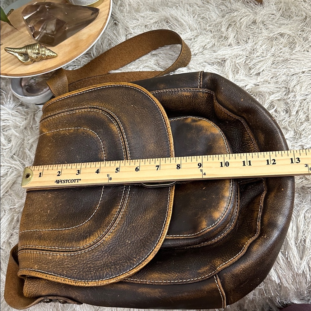 Patricia Nash Brown Distressed Italian Leather Barcelona Saddlebag Crossbody - Picture 16 of 17
